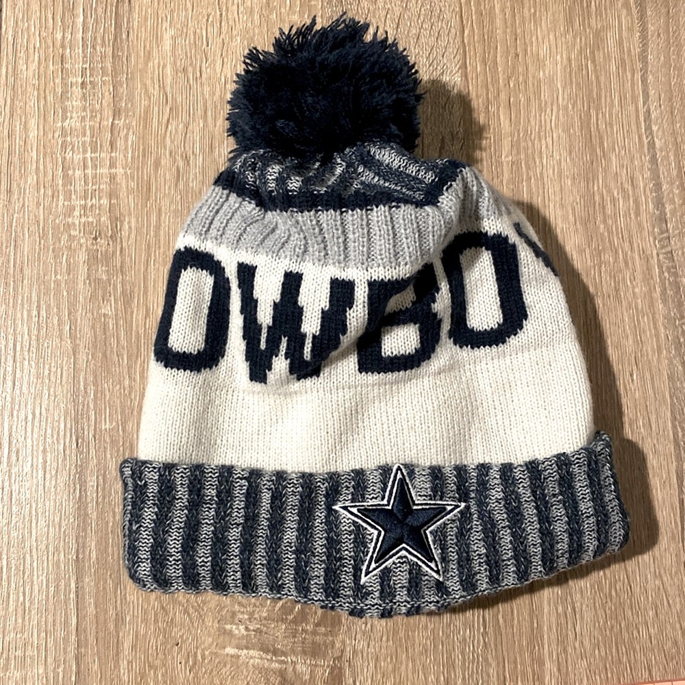 One size Dallas Cowboys Beanie Hat Navy/White/Gray